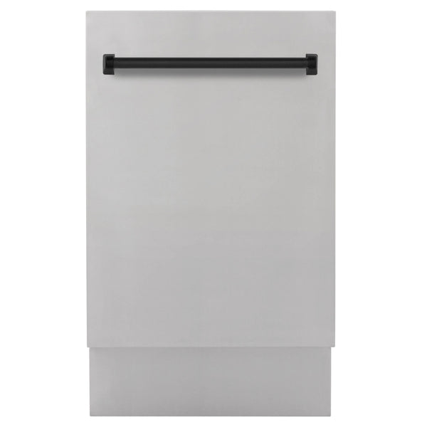 ZLINE Autograph Edition 18 in. Compact 3rd Rack Top Control Dishwasher in Stainless Steel with Matte Black Handle, 51dBa (DWVZ-304-18-MB)-Dishwashers-DWVZ-304-18-MB ZLINE Kitchen and Bath