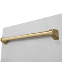 ZLINE Autograph Edition 18 in. Compact 3rd Rack Top Control Dishwasher in Stainless Steel with Champagne Bronze Handle, 51dBa (DWVZ-304-18-CB) close-up, handle on dishwasher exterior.