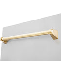 ZLINE Autograph Edition 18 in. Compact 3rd Rack Top Control Dishwasher in Stainless Steel with Polished Gold Handle, 51dBa (DWVZ-304-18-G) close-up, handle on dishwasher exterior.