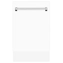 ZLINE 18 in. Tallac Series 3rd Rack Top Control Dishwasher with White Matte Panel, 51dBa (DWV-WM-18) front, closed.