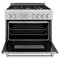 ZLINE 36 in. 4.6 cu. ft. Legacy Dual Fuel Range with 6 Burner Gas Cooktop and Electric Convection Oven in Satin Stainless Steel with Griddle (RAS-SN-GR-36)