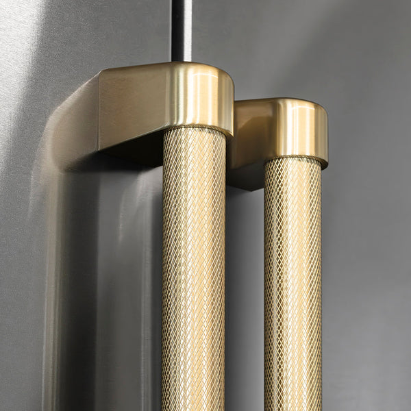 ZLINE Autograph Edition 36 in. Freestanding French Door Refrigerator Helix Handles (Set of 4) in Champagne Bronze (RFMHZ-36-K-CB)