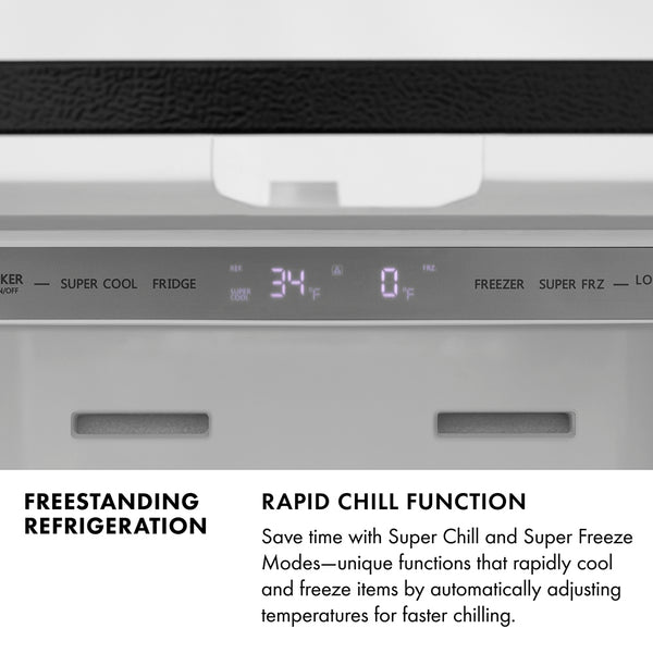 ZLINE 36 in. 21.6 cu. ft. Counter-Depth French Door Refrigerator with Water and Ice Dispenser in Fingerprint-Resistant Black Stainless Steel (RFM-W-36-BS)