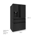 ZLINE 36 in. 21.6 cu. ft. Counter-Depth French Door Refrigerator with Water and Ice Dispenser in Fingerprint-Resistant Black Stainless Steel (RFM-W-36-BS)