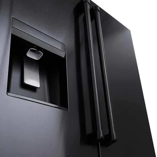 ZLINE 36 in. 28.9 cu. ft. Standard-Depth French Door External Water Dispenser Refrigerator with Dual Ice Maker in Fingerprint-Resistant Black Stainless Steel (RSM-W-36-BS)