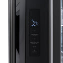 ZLINE 36" Standard-Depth French Door Black Stainless Steel Refrigerator (RSM-W-36-BS) close up, Digital LED Display and Temperature Control.