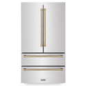 ZLINE Autograph Edition 48 in. Kitchen Package with Stainless Steel Dual Fuel Range, Range Hood, Dishwasher and Refrigeration with Champagne Bronze Accents (4KAPR-RARHDWM48-CB) 