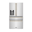 ZLINE Autograph Edition 30 in. Kitchen Package with Stainless Steel Dual Fuel Range, Range Hood, Dishwasher, and Refrigerator with External Water Dispenser with Polished Gold Accents (4AKPR-RARHDWM30-G) 
