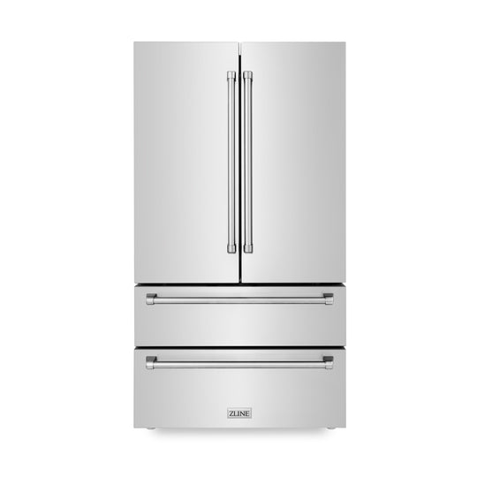 ZLINE 36 in. 22.5 cu. ft. Counter-Depth French Door Refrigerator with Ice Maker in Fingerprint-Resistant Stainless Steel (RFM-36)