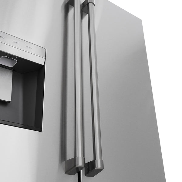 ZLINE 36 in. 28.9 cu. ft. Standard-Depth French Door External Water Dispenser Refrigerator with Dual Ice Maker in Fingerprint-Resistant Stainless Steel (RSM-W-36)