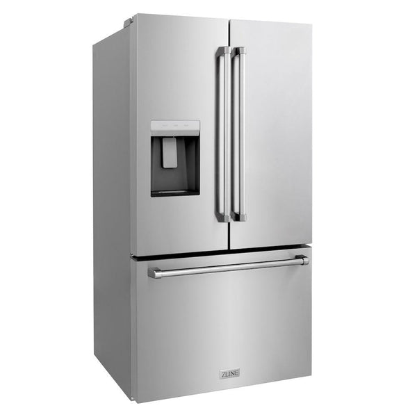ZLINE 36" Standard-Depth French Door Stainless Steel Refrigerator (RSM-W-36) Side, Doors Closed