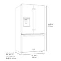 ZLINE 36 in. 28.9 cu. ft. Standard-Depth French Door External Water Dispenser Refrigerator with Dual Ice Maker in Black Stainless Steel (RSM-W-36-BS) dimensional diagram with measurements.