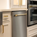 ZLINE Autograph Edition 24 in. Monument Series 3rd Rack Dishwasher with Auto Door Open Drying, 44dBa, Stainless Steel Panel with Polished Gold Handle (DWMTZ-304-24-G)