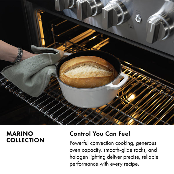 ZLINE Autograph Edition 48 in. 6.7 cu. ft. Marino Gas Range with 8 Burner DuoPro™ Cooktop and Dual Ovens in Black Stainless Steel and Polished Gold Accents (PMGRBZ-48-G)