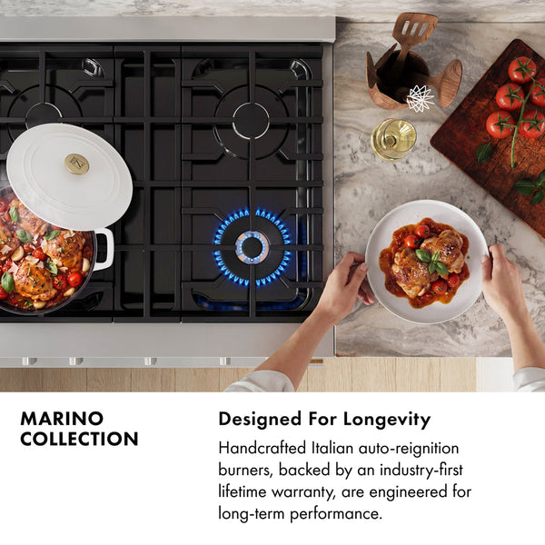 ZLINE 36 in. 5.2 cu. ft. Marino Gas Range with Convection Gas Oven in Stainless Steel with 6 Brass Burners (MGR-BR-36)