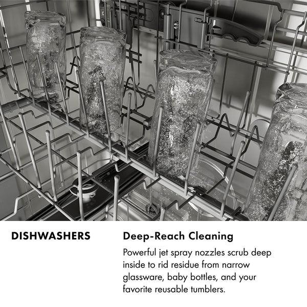 ZLINE Autograph Edition 24 in. Monument Series 3rd Rack Dishwasher with Auto Door Open Drying, 44dBa, White Matte Panel with Champagne Bronze Handle (DWMTZ-WM-24-CB)