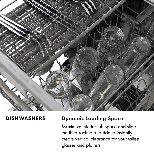 ZLINE 24 in. Monument Series 3rd Rack Dishwasher with Auto Door Open Drying, 44dBa, Copper Panel (DWMT-C-24)