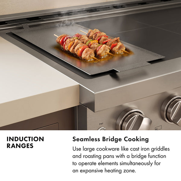 ZLINE 24 in. 3.2 cu. ft. Paramount Induction Range with 3 Element Cooktop and Electric Convection Oven in Satin Stainless Steel with Black Matte Door (SINRS-BLM-24)
