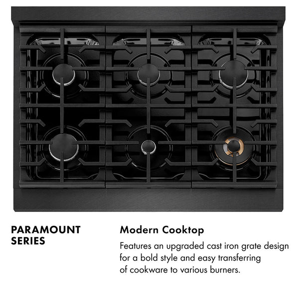 ZLINE 36 in. 5.2 cu. ft. Paramount Gas Range with 6 Burner Cooktop and Convection Gas Oven in Black Satin Stainless Steel (SGRBS-36)