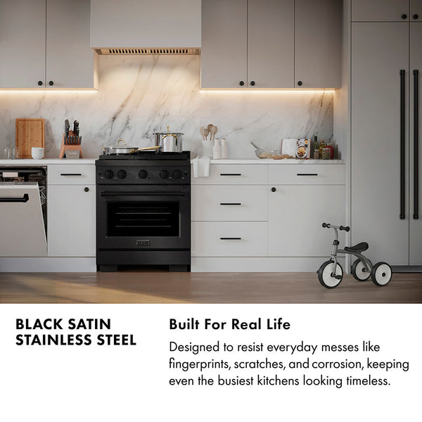 ZLINE 36 in. 5.2 cu. ft. Paramount Dual Fuel Range with Gas Cooktop and Electric Convection Oven in Black Satin Stainless Steel with 6 Brass Burners (SDRBS-BR-36)