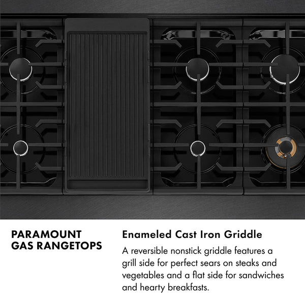 ZLINE 48 in. Paramount Gas Rangetop with 8 Burners and Porcelain Cooktop in Black Satin Stainless Steel (SRTBS-48)