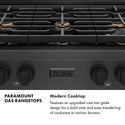 ZLINE 36 in. Paramount Gas Rangetop with 6 Brass Burners and Porcelain Cooktop in Black Satin Stainless Steel (SRTBS-BR-36)