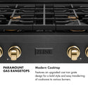 ZLINE Autograph Edition 30 in. Paramount Gas Rangetop with 4 Burners and Porcelain Cooktop in Black Satin Stainless Steel with Polished Gold Accents (SRTBSZ-30-G)