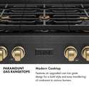 ZLINE Autograph Edition 36 in. Paramount Gas Rangetop with 6 Burners and Porcelain Cooktop in Black Satin Stainless Steel with Champagne Bronze Accents (SRTBSZ-36-CB)