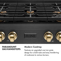ZLINE Autograph Edition 36 in. Paramount Gas Rangetop with 6 Burners and Porcelain Cooktop in Black Satin Stainless Steel with Polished Gold Accents (SRTBSZ-36-G)