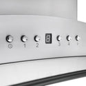 ZLINE Stainless Steel Range Hood button controls.