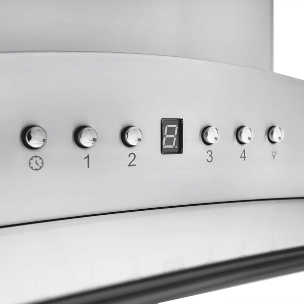 ZLINE Stainless Steel Range Hood button controls.