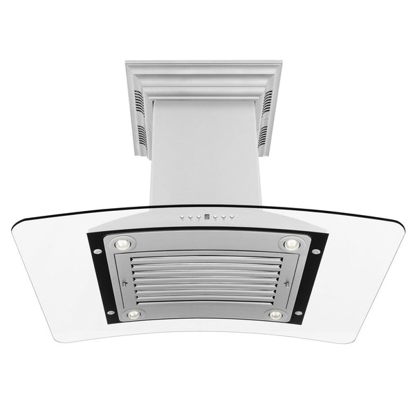 ZLINE Island Mount Range Hood in Stainless Steel with Built-in ZLINE CrownSound Bluetooth Speakers (GL9iCRN-BT)-Range Hoods- ZLINE Kitchen and Bath