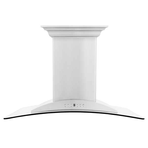 36" ZLINE CrownSound™Ducted Vent Island Mount Range Hood in Stainless Steel with Built-in Bluetooth Speakers (GL9iCRN-BT-36)