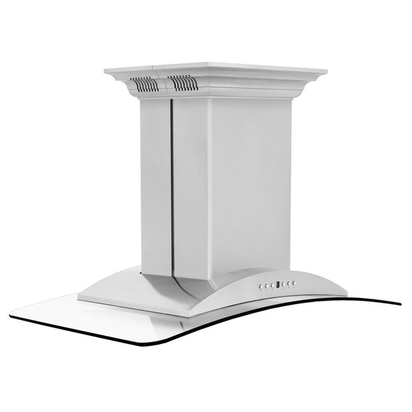 ZLINE Island Mount Range Hood in Stainless Steel with Built-in ZLINE CrownSound Bluetooth Speakers (GL9iCRN-BT) side
