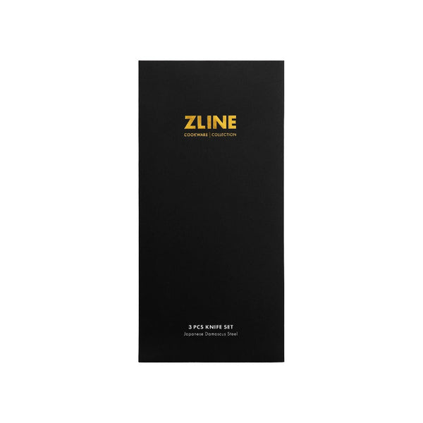 ZLINE 3-Piece Professional Damascus Steel Kitchen Knife Set (KSETT-JD-3) box, front.
