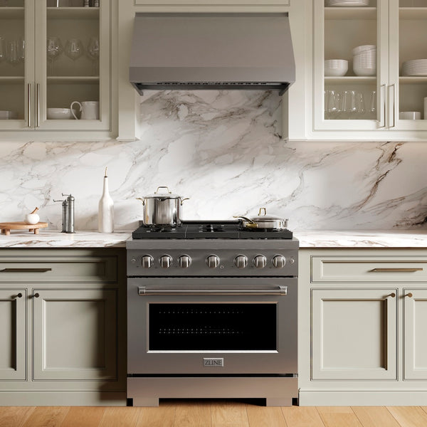ZLINE 36 in. 5.2 cu. ft. Paramount Gas Range with 6 Burner Cooktop and Convection Gas Oven in Stainless Steel (SGR36)