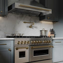ZLINE Autograph Edition 48 in. 6.0 cu. ft. Legacy Dual Fuel Range with 7 Burner Gas Cooktop and 2 Electric Ovens in Stainless Steel and Champagne Bronze Accents (RAZ-48-CB)