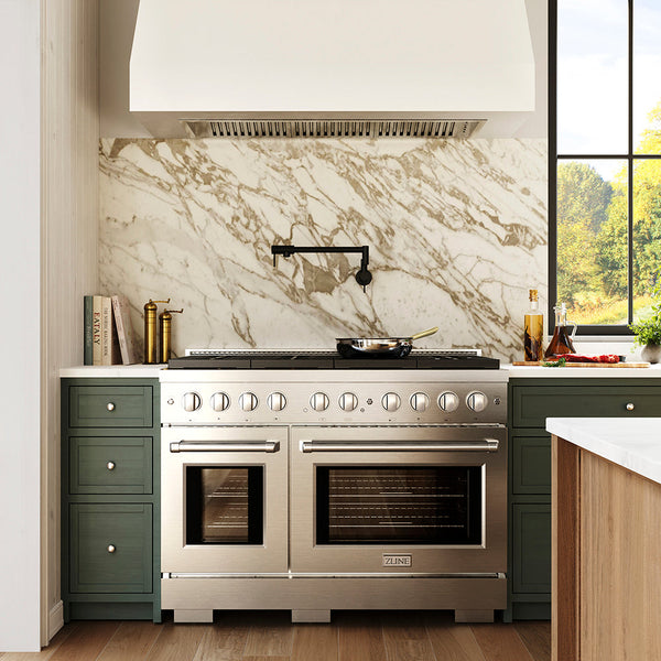 ZLINE 48 in. 6.7 cu. ft. Paramount Dual Fuel Range with 8 Burner DuoPro™ Cooktop and Dual Ovens in Stainless Steel (PSDR48)