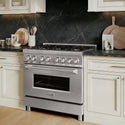 ZLINE 36 in. 4.6 cu. ft. Legacy Dual Fuel Range with 6 Burner Gas Cooktop and Electric Convection Oven in Stainless Steel (RA36)