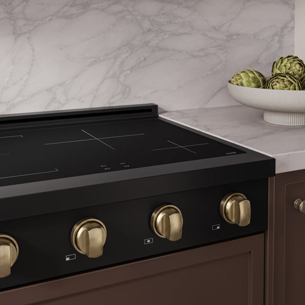ZLINE Autograph Edition 30 in. Paramount Induction Rangetop with 4 Element Cooktop in Black Stainless Steel and Champagne Bronze Accents (SINRTBZ-30-CB)