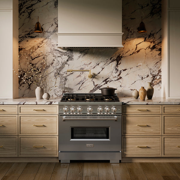 ZLINE 36 in. 5.2 cu. ft. Classic Gas Range with 6 Burner DuoPro™ Cooktop and Convection Gas Oven in Stainless Steel (PCGR36)