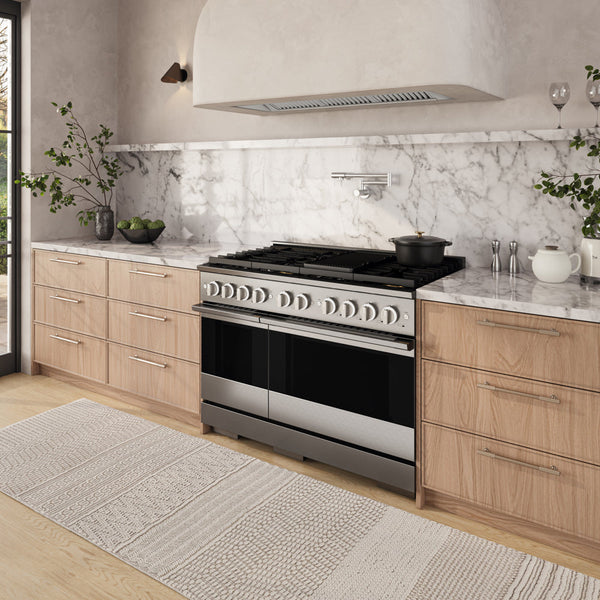 ZLINE 48 in. 6.7 cu. ft. Marino Double Oven Dual Fuel Range in Stainless Steel with 8 Brass Burners (MDR-BR-48)