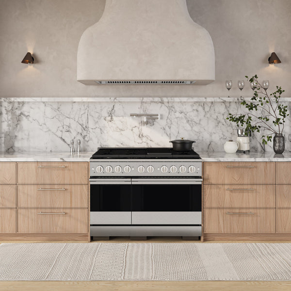 ZLINE 48 in. 6.7 cu. ft. Marino Double Oven Gas Range in Stainless Steel with 8 Brass Burners (MGR-BR-48)