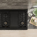 ZLINE 48 in. 6.7 cu. ft. Marino Double Oven Dual Fuel Range with 8 Burner Gas Cooktop in Black Stainless Steel (MDRB-48)