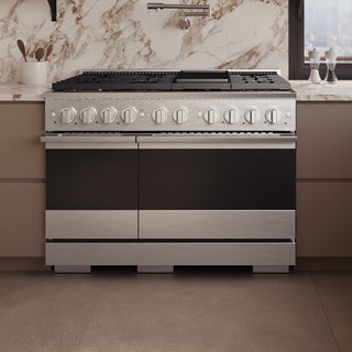 ZLINE 48 in. 6.7 cu. ft. Marino Double Oven Gas Range in Stainless Steel with 8 Brass Burners (MGR-BR-48)