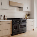 ZLINE 48 in. 6.7 cu. ft. Classic Dual Fuel Range with 8 Burner DuoPro™ Cooktop and Dual Ovens in Black Stainless Steel (PCDRB-48)