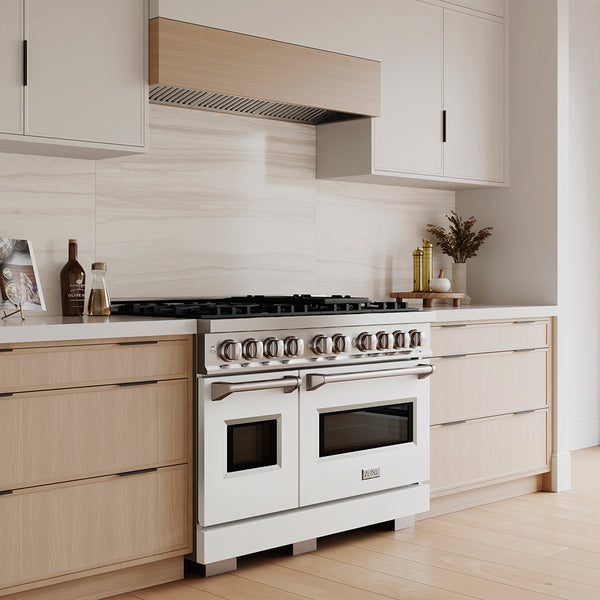 ZLINE 48 in. 6.7 cu. ft. Classic Gas Range with 8 Burner DuoPro™ Cooktop and Dual Ovens with White Matte Doors (PCGR-WM-48)