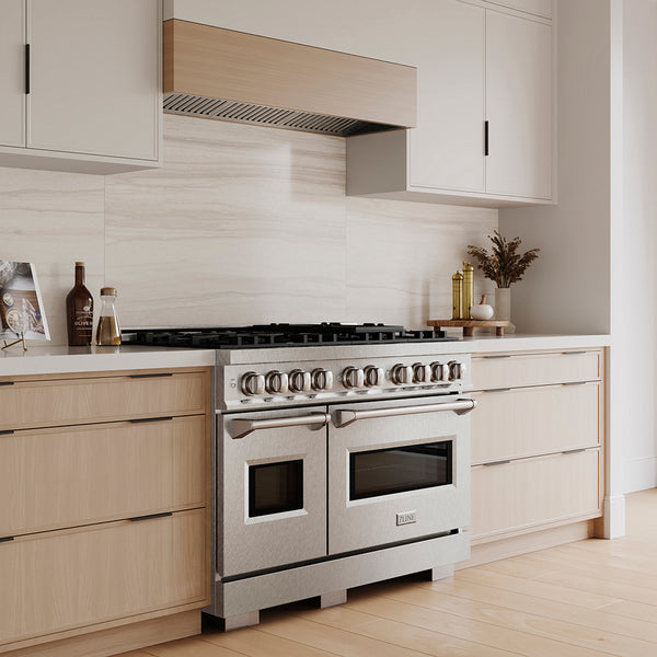 ZLINE 48 in. 6.7 cu. ft. Classic Gas Range with 8 Burner DuoPro™ Cooktop and Dual Ovens in Satin Stainless Steel (PCGRS-48)