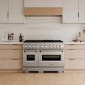 ZLINE 48 in. 6.7 cu. ft. Classic Dual Fuel Range with 8 Burner DuoPro™ Cooktop and Dual Ovens in Satin Stainless Steel (PCDRS-48)
