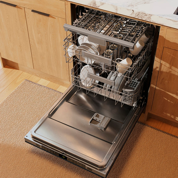 ZLINE 24 in. Monument Series 3rd Rack Dishwasher with Auto Door Open Drying, 44dBa, Black Stainless Steel Panel (DWMT-BS-24)
